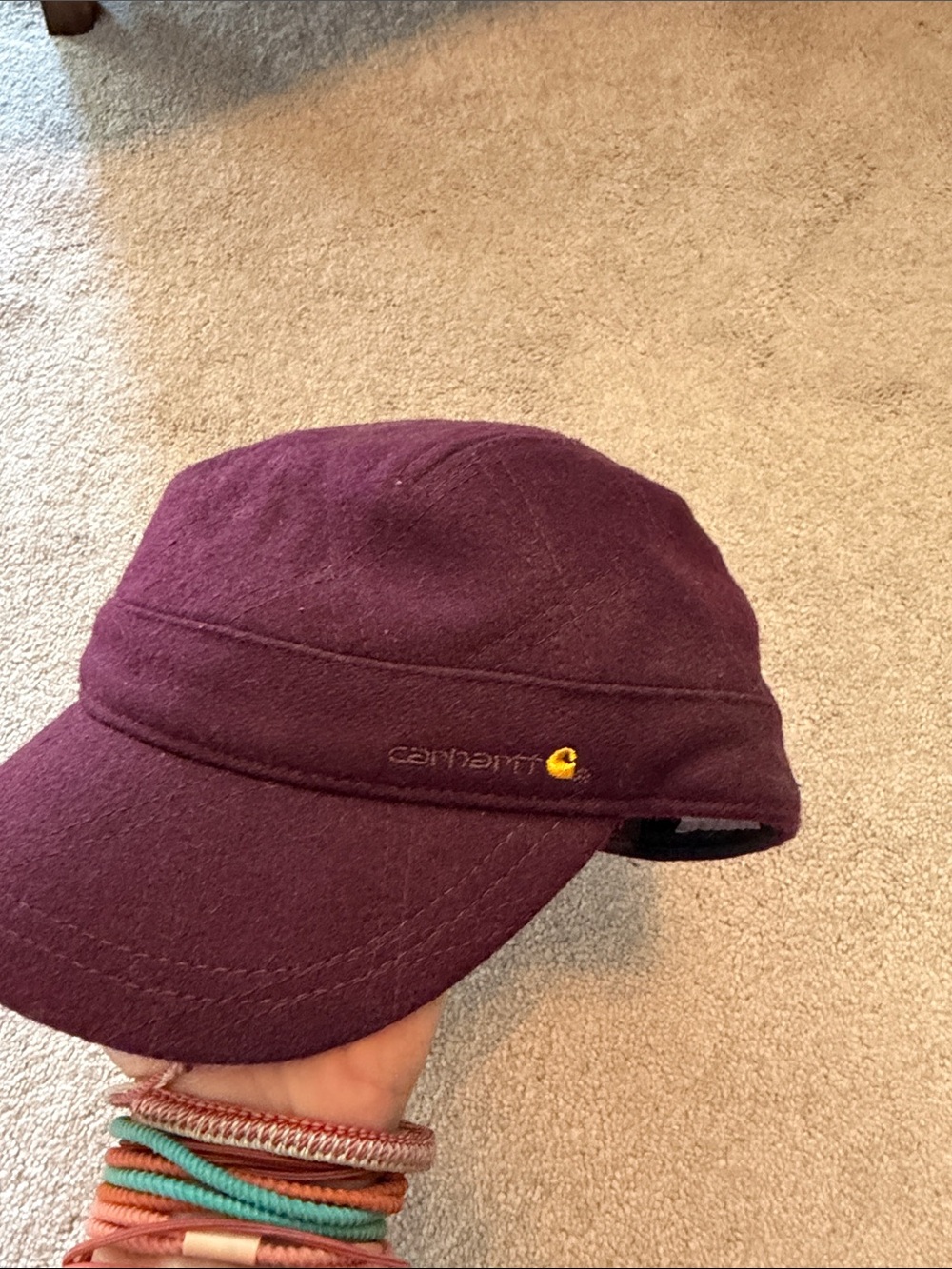Carhartt women’s wool Plum Work Cap with Gold Logo